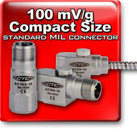 100 mV/g Accelerometer - Compact Size Standard MIL Connector